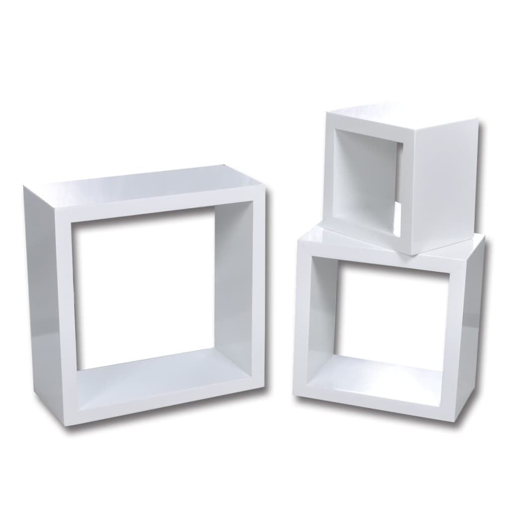 vidaXL Stenske police v obliki kocke 6 kosov bele
