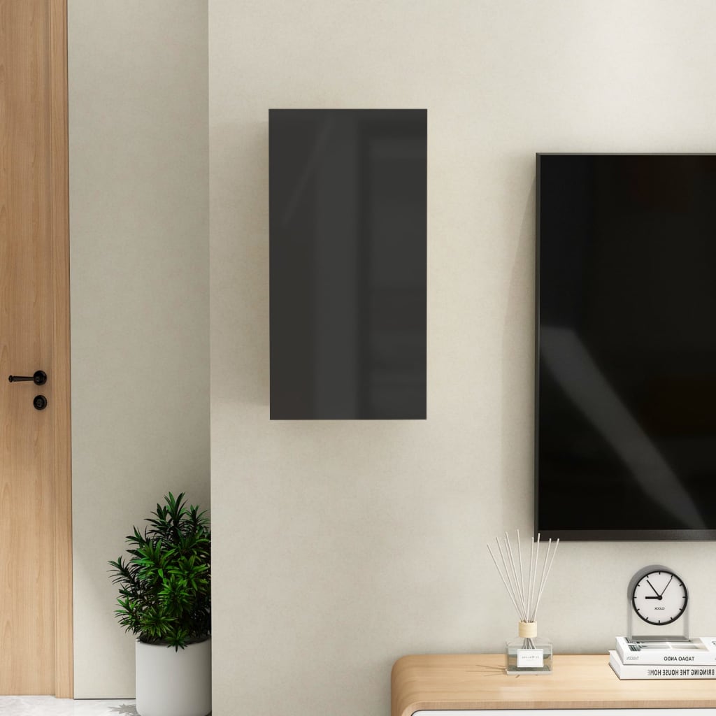 vidaXL TV omarica visok sijaj črna 30,5x30x60 cm iverna plošča