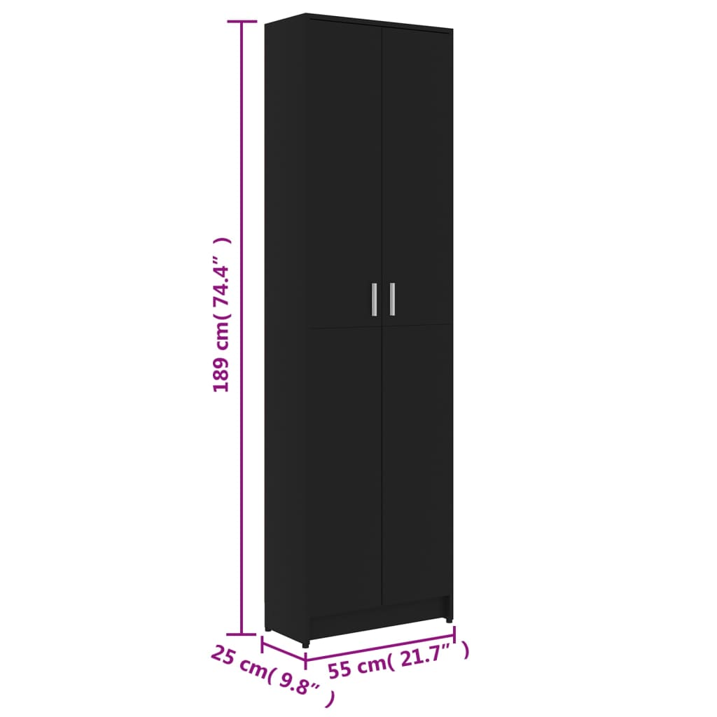 vidaXL Omara za hodnik črna 55x25x189 cm iverna plošča