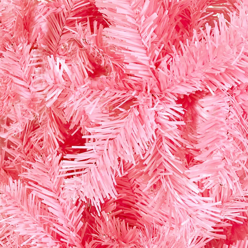 vidaXL Ozka osvetljena novoletna jelka z bunkicami roza 120 cm
