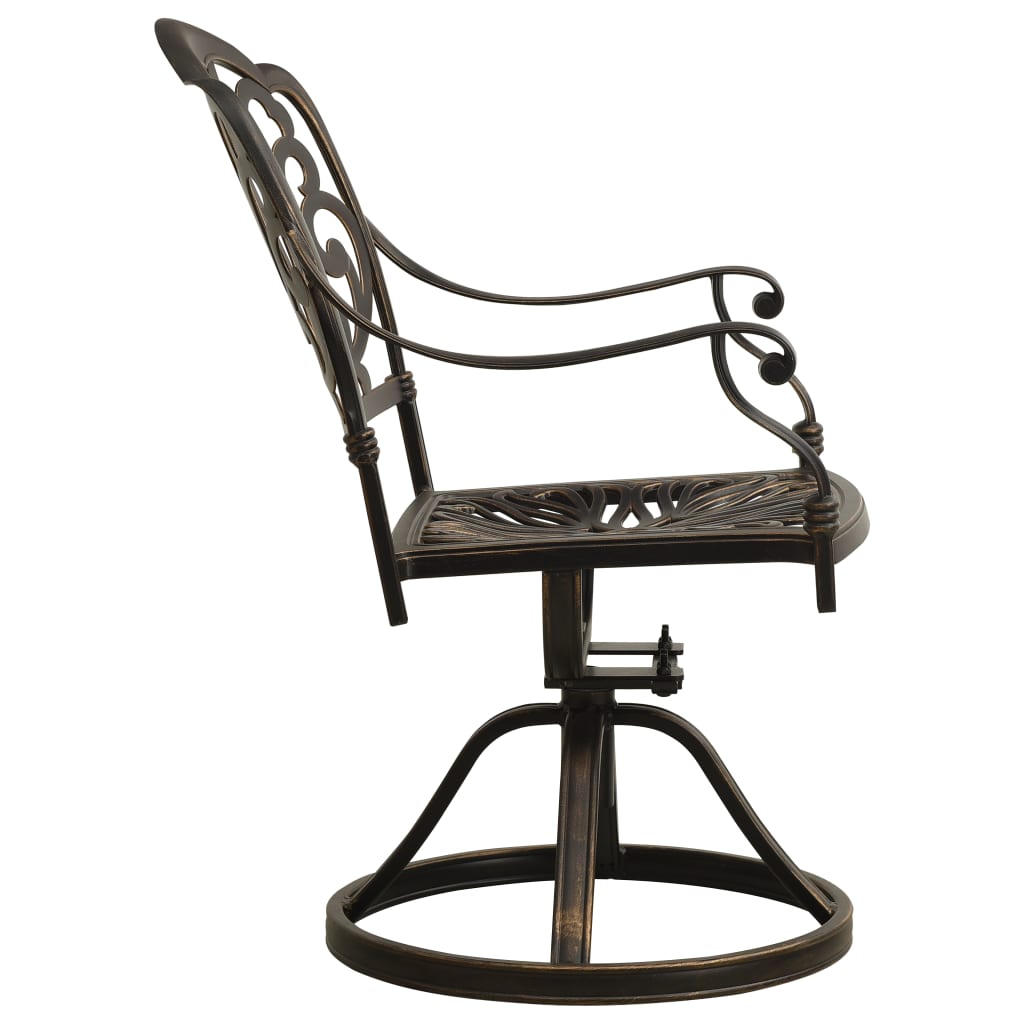 vidaXL Vrtljivi vrtni stoli 2 kosa liti aluminij bronasti