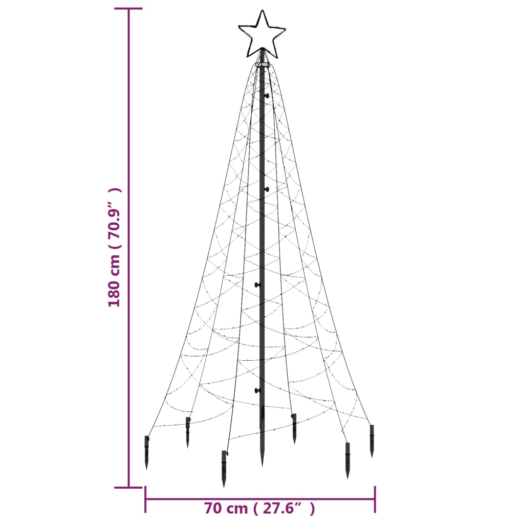vidaXL Božično drevo s konico toplo belo 200 LED 180 cm