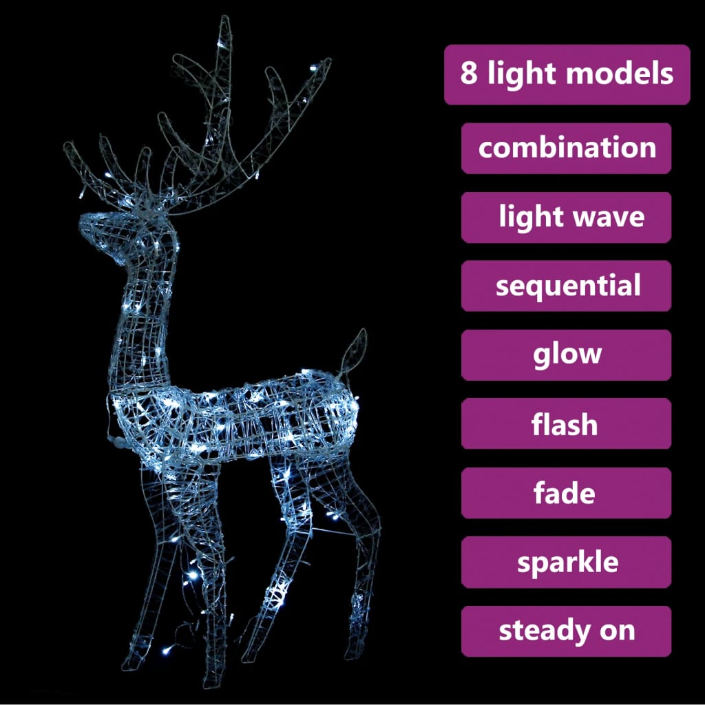 vidaXL Božična dekoracija jelen 140 hladno belih LED lučk 120 cm