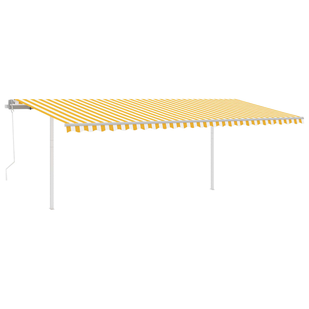 vidaXL Avtomatsko zložljiva tenda s stebrički 6x3,5 m rumena in bela