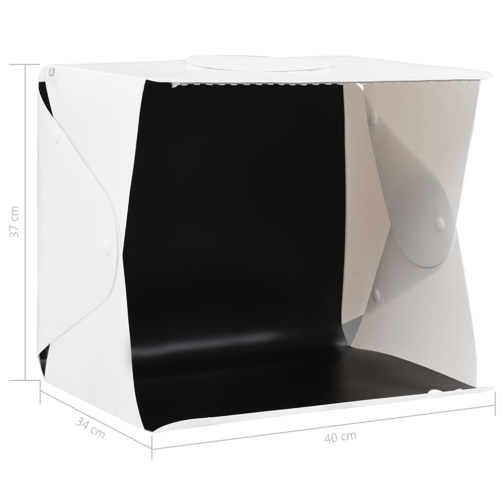 vidaXL Zložljiv LED svetlobni šotor za foto studio 40x34x37cm plastika