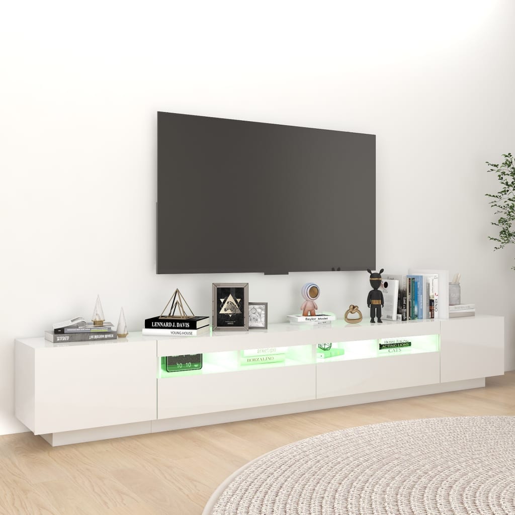 vidaXL TV omarica z LED lučkami visok sijaj bela 260x35x40 cm