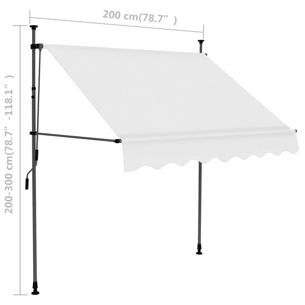 vidaXL Ročno zložljiva tenda z LED lučkami 200 cm krem