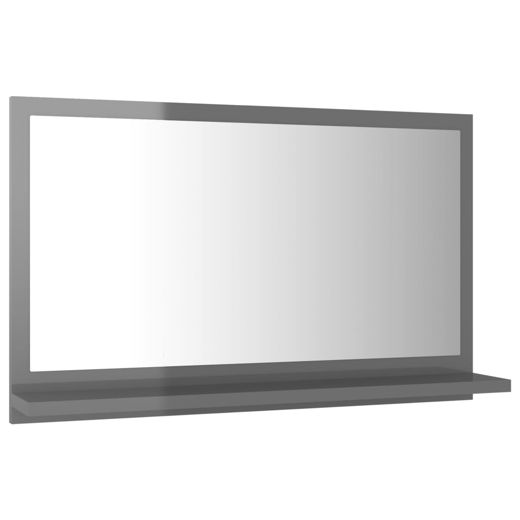 vidaXL Kopalniško ogledalo visok sijaj sivo 60x10,5x37 cm iverna pl.