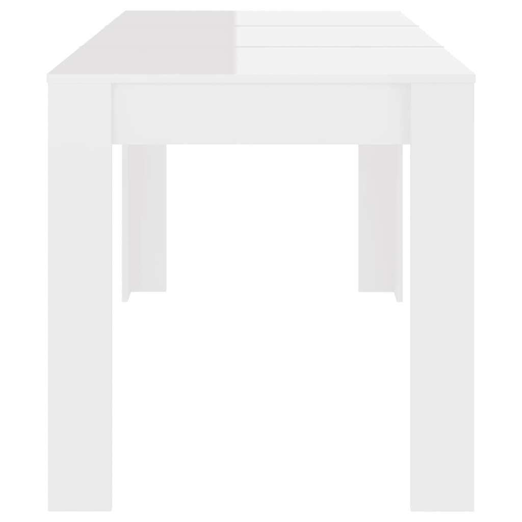 vidaXL Jedilna miza visok sijaj bela 140x74,5x76 cm iverna plošča