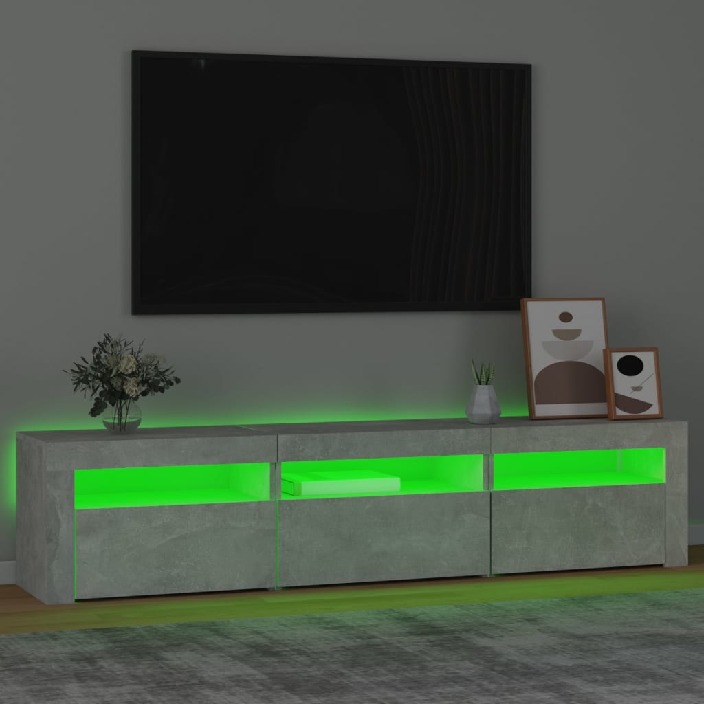 vidaXL TV omarica z LED lučkami betonsko siva 180x35x40 cm