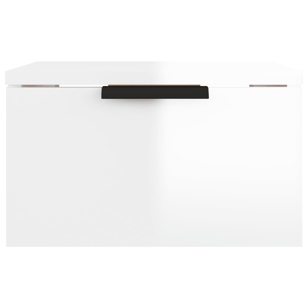 vidaXL Stenska nočna omarica visok sijaj bela 34x30x20 cm