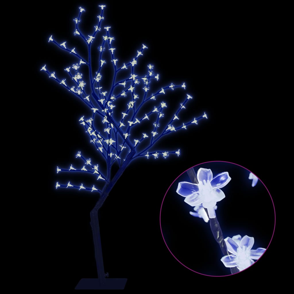 vidaXL Božično drevesce 128 LED lučk modri češnjevi cvetovi 120 cm