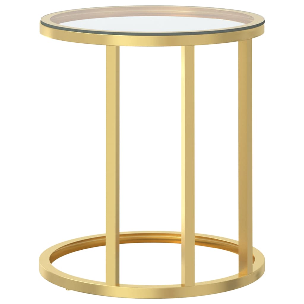 vidaXL Stranska mizica zlata in prozorna 45 cm kaljeno steklo