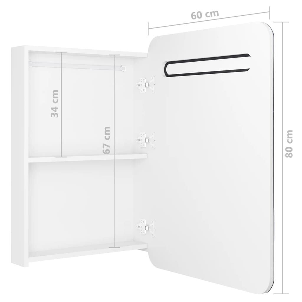 vidaXL LED kopalniška omarica z ogledalom sijoče bela 60x11x80 cm