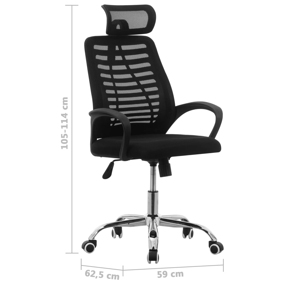 vidaXL Vrtljiv pisarniški stol črno mrežasto blago
