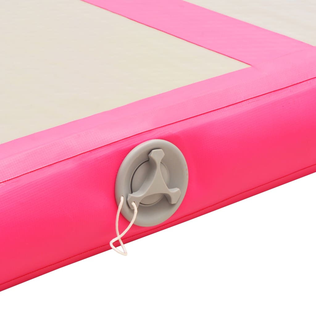 vidaXL Napihljiva gimnastična preproga s tlačilko 800x100x10 cm roza