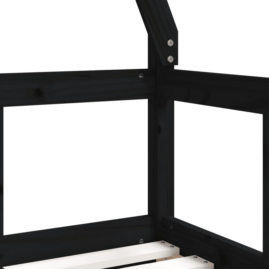vidaXL Otroški posteljni okvir črn 70x140 cm trdna borovina