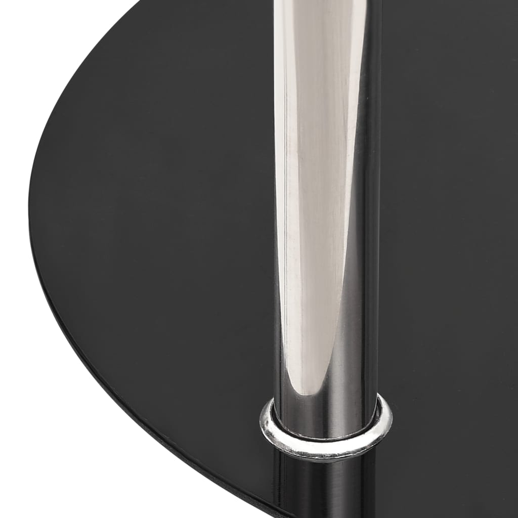 vidaXL 2-nadstropna mizica prozorna in črna 38 cm kaljeno steklo