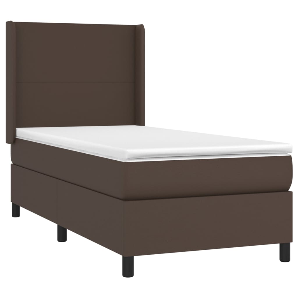 vidaXL Box spring postelja z vzmetnico rjava 80x200 cm umetno usnje