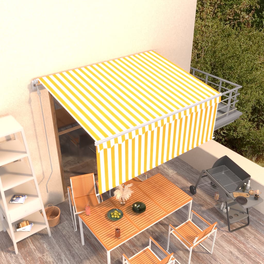 vidaXL Avtomatsko zložljiva tenda s senčilom 3x2,5 m rumena in bela