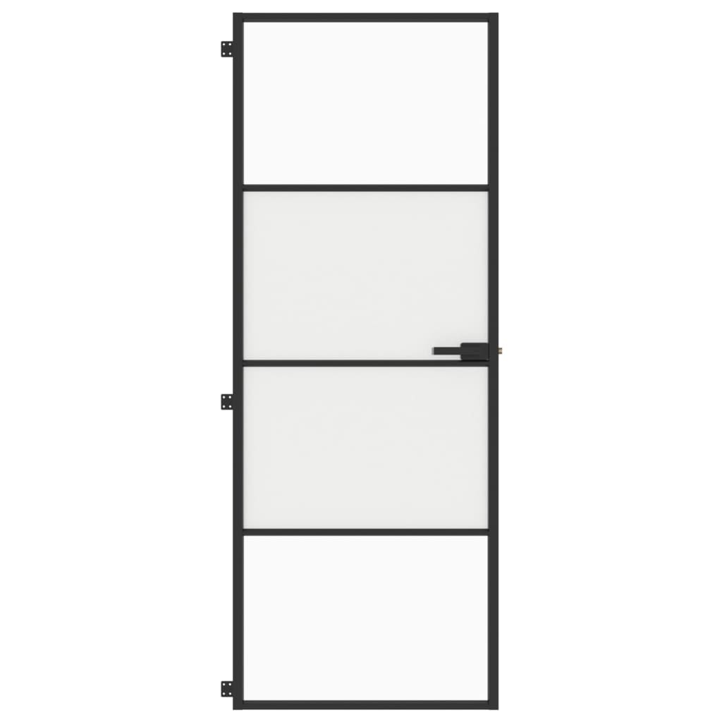 vidaXL Notranja vrata ozka črna 76x201,5 cm kaljeno steklo in aluminij