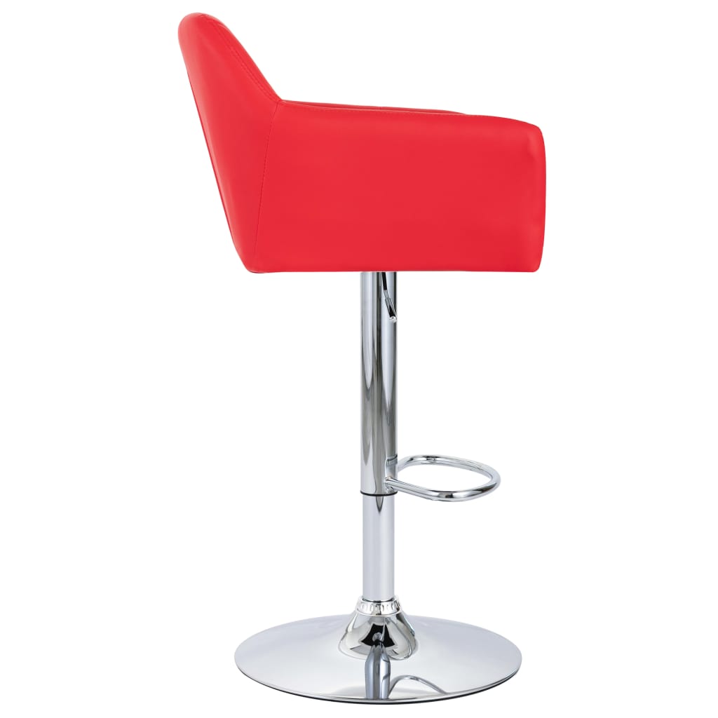 vidaXL Barski stolčki 2 kosa z naslonjali za roke rdeče umetno usnje