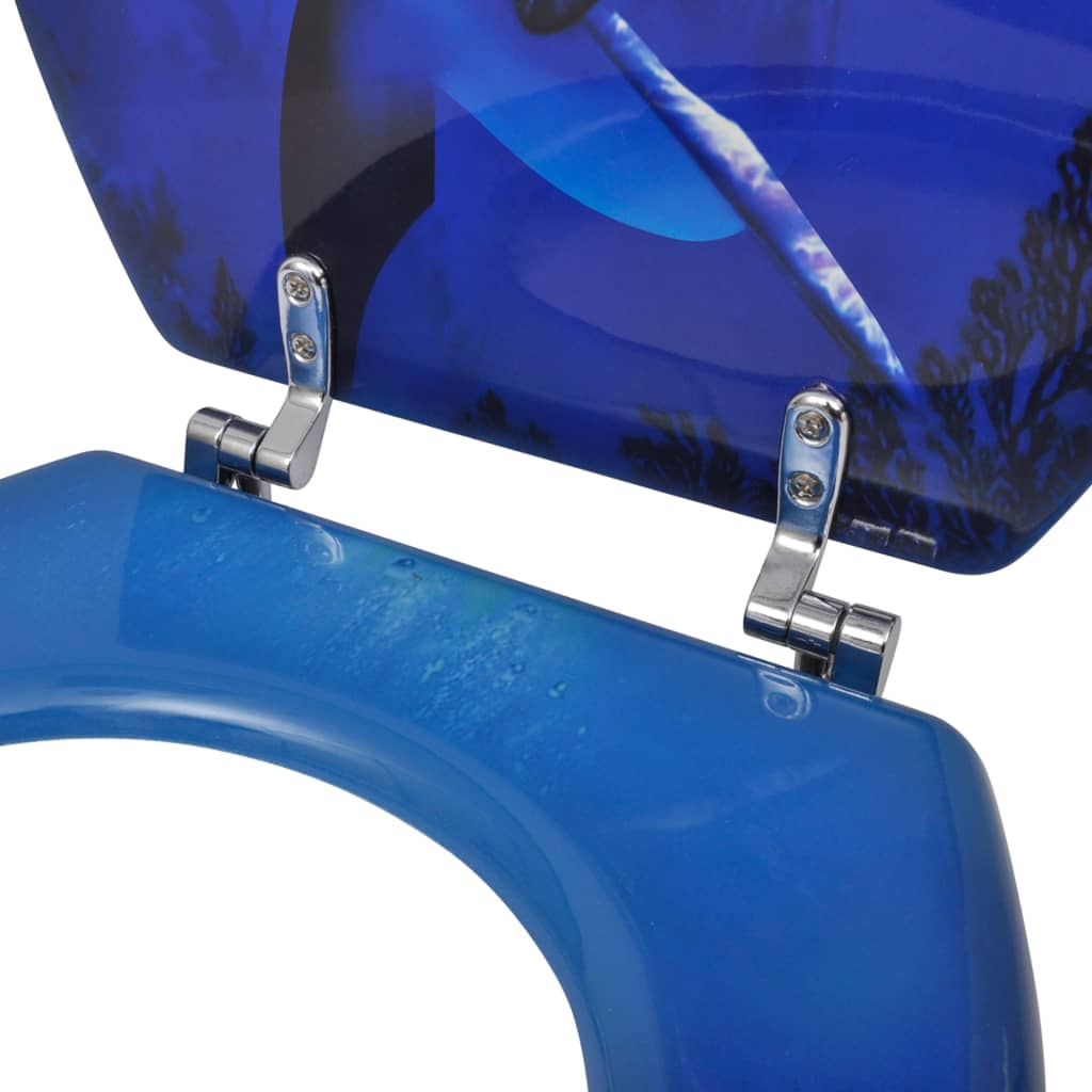 vidaXL Deska za WC školjko s pokrovom 2 kosa mediapan delfin