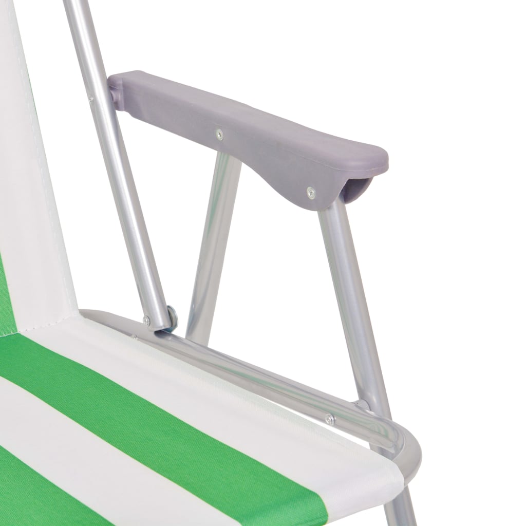 vidaXL Zložljiv stol za kampiranje 2 kosa zeleno/beli jeklo 52x62x75cm