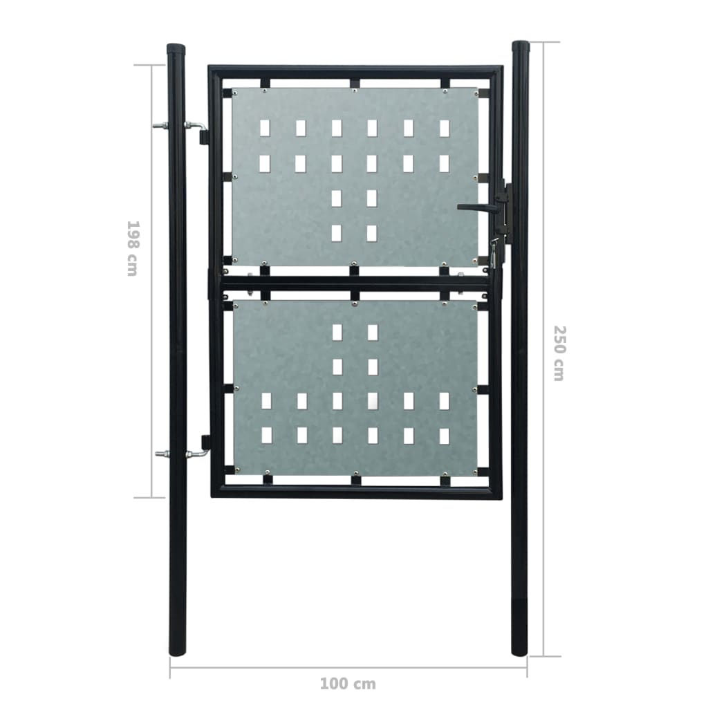vidaXL Enojna ograjna vrata 100x250 cm črna