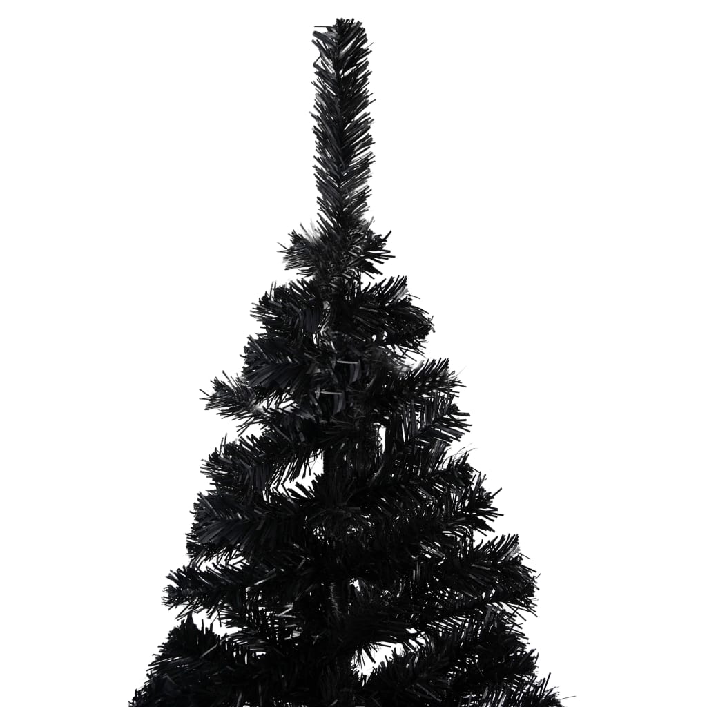 vidaXL Umetna osvetljena novoletna jelka s stojalom črna 150 cm PVC