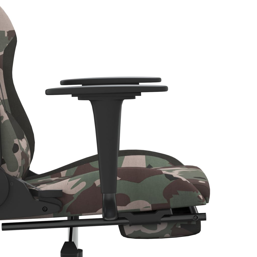 vidaXL Masažni gaming stol z oporo za noge črno in kamuflažno blago