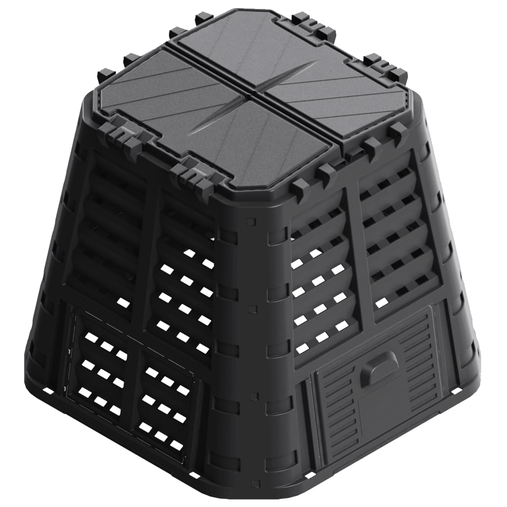 vidaXL Vrtni kompostnik črn 93,3x93,3x80 cm 480 L
