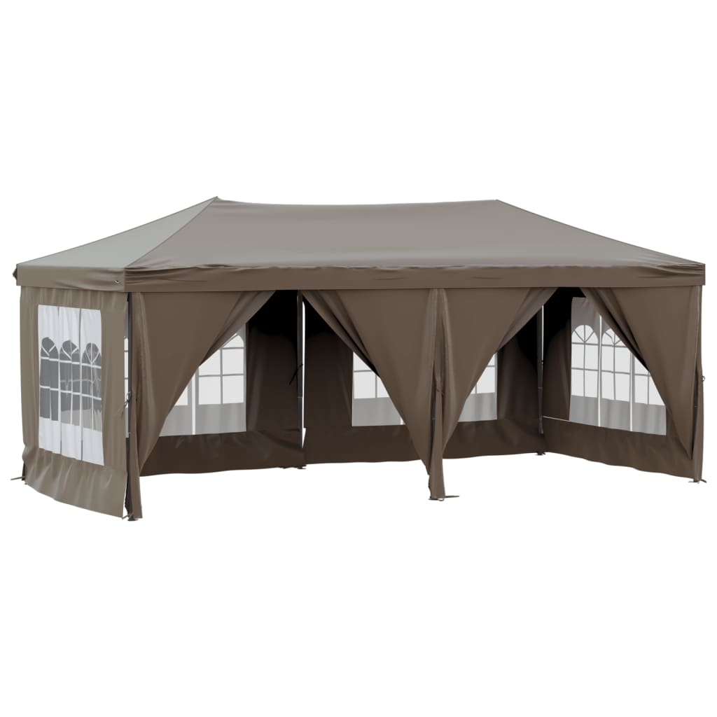 vidaXL Zložljiv vrtni šotor s stranicami taupe 3x6 m