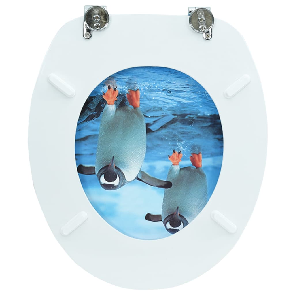 vidaXL Deska za WC školjko MDF dizajn pingvinov