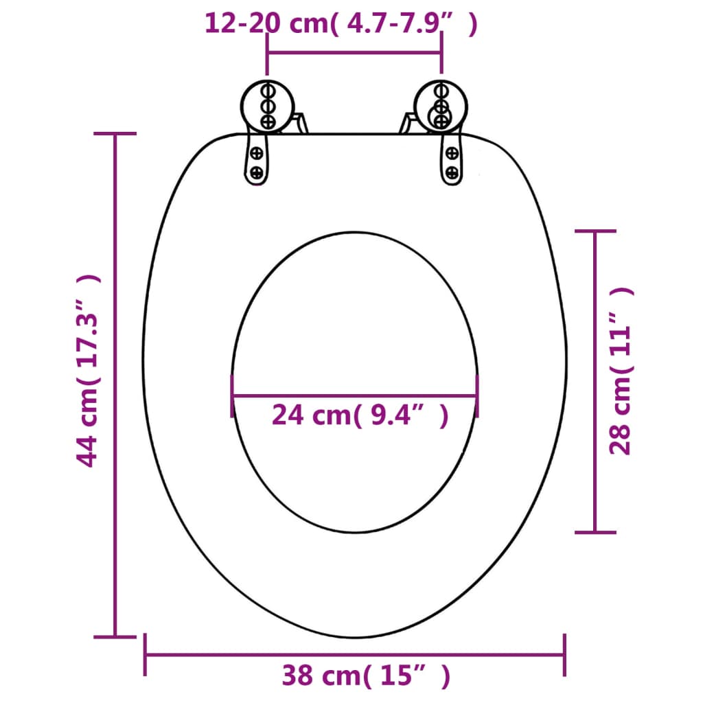 vidaXL Deska za WC školjko počasno zapiranje MDF dizajn kamnov