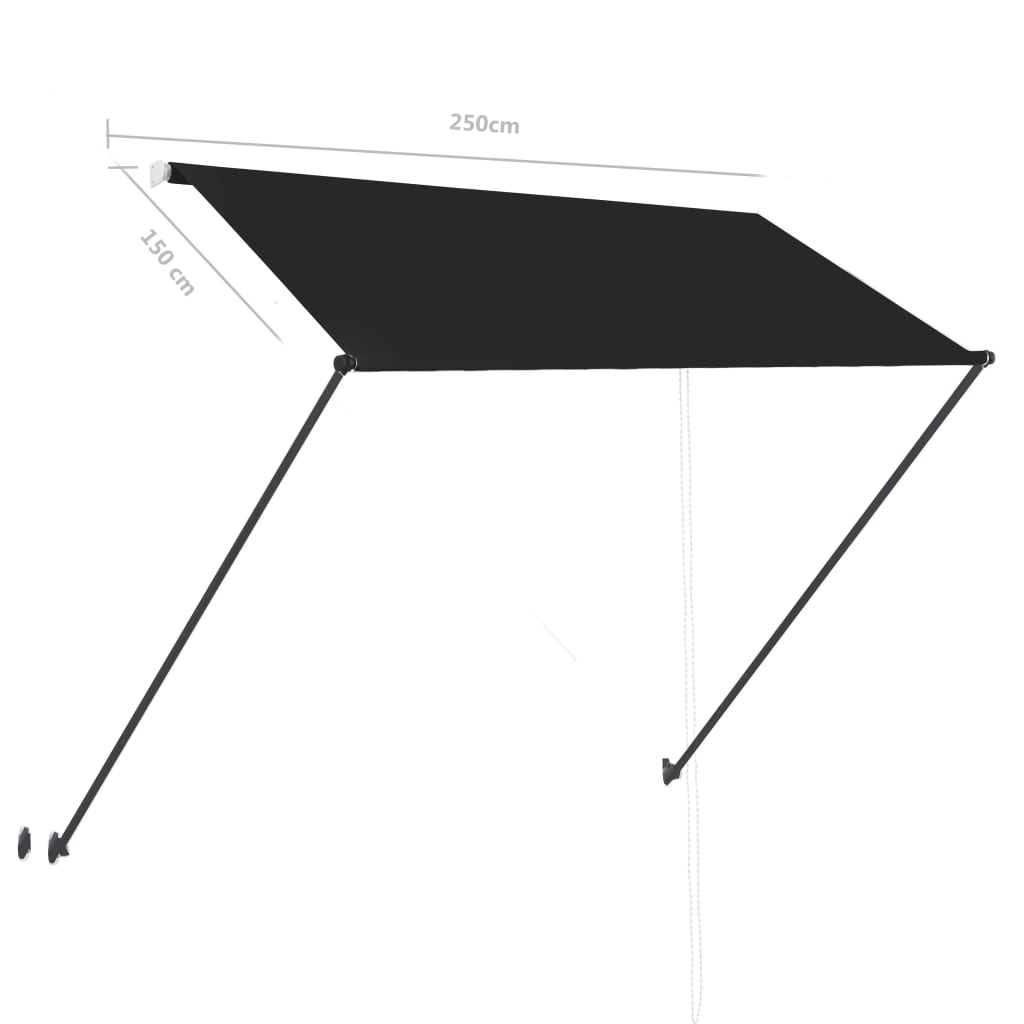 vidaXL Zložljiva tenda z LED lučmi 250x150 cm antracitna