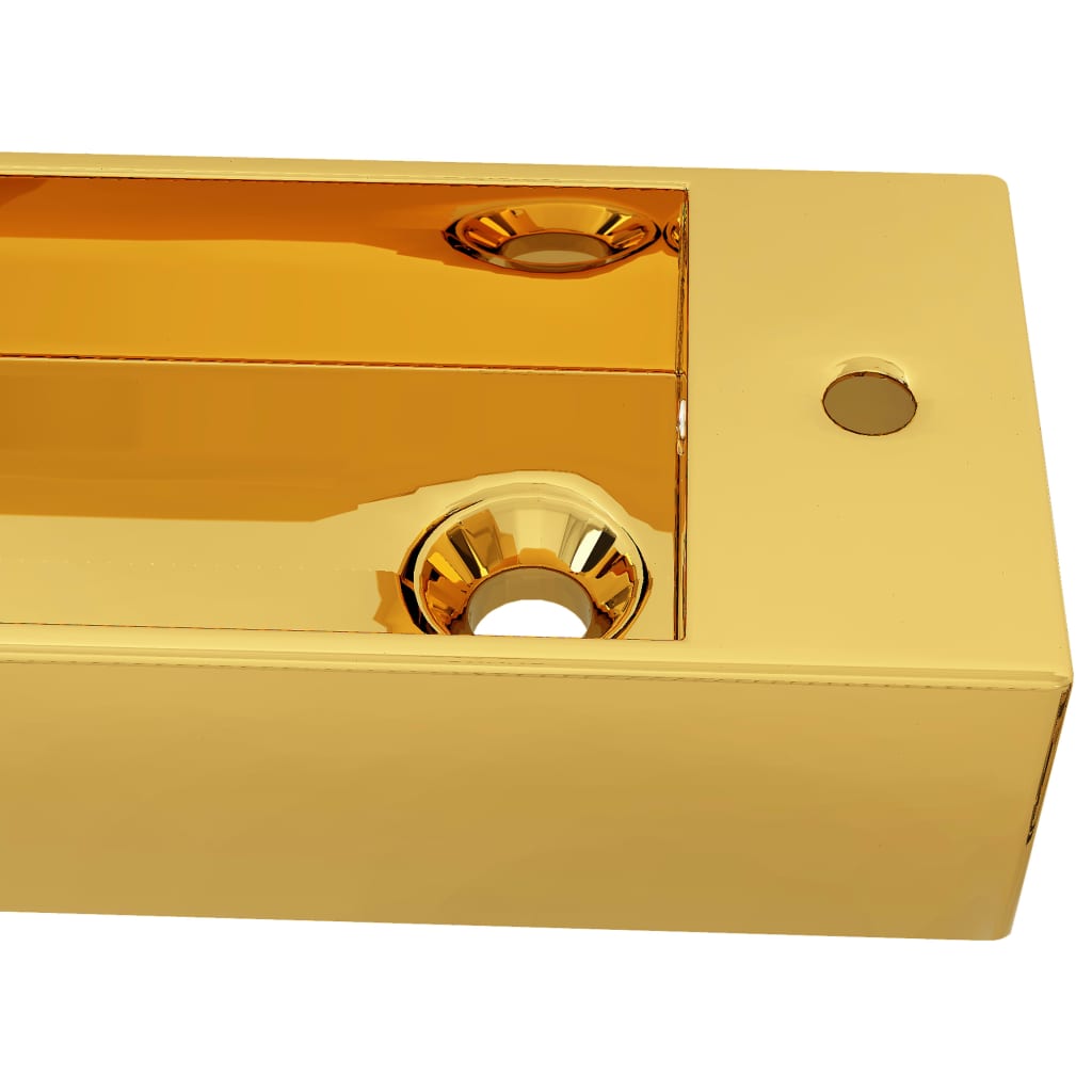 vidaXL Umivalnik z odprtino za odtekanje 49x25x15 cm keramičen zlat