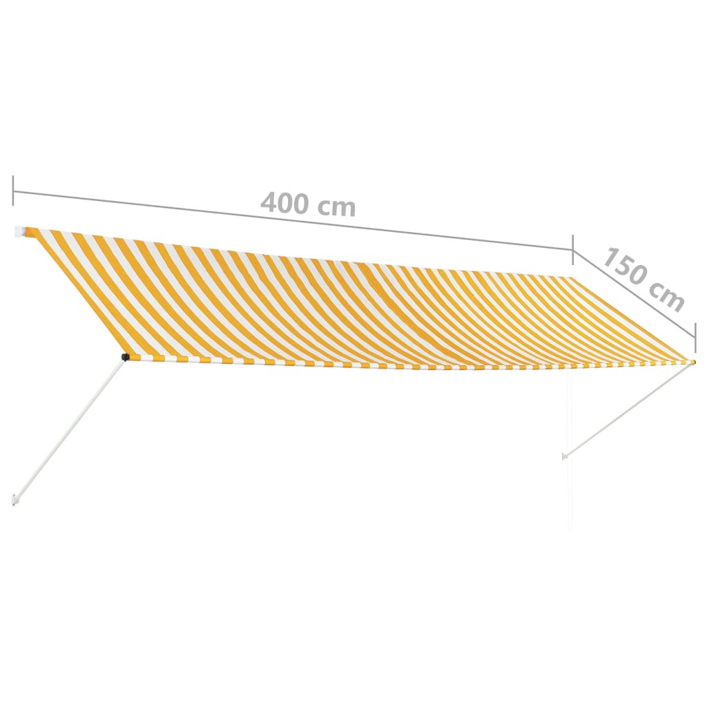 vidaXL Zložljiva tenda 400x150 cm rumena in bela