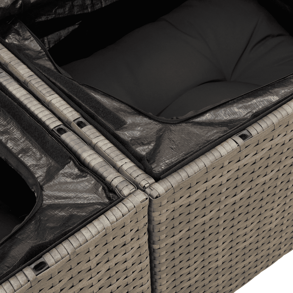 vidaXL Vrtna sedežna garnitura 4-delna z blazinami siv poli ratan