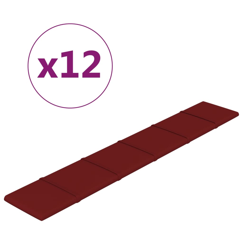 vidaXL Stenski paneli 12 kosov vinsko rdeči 90x15 cm blago 1,62 m²