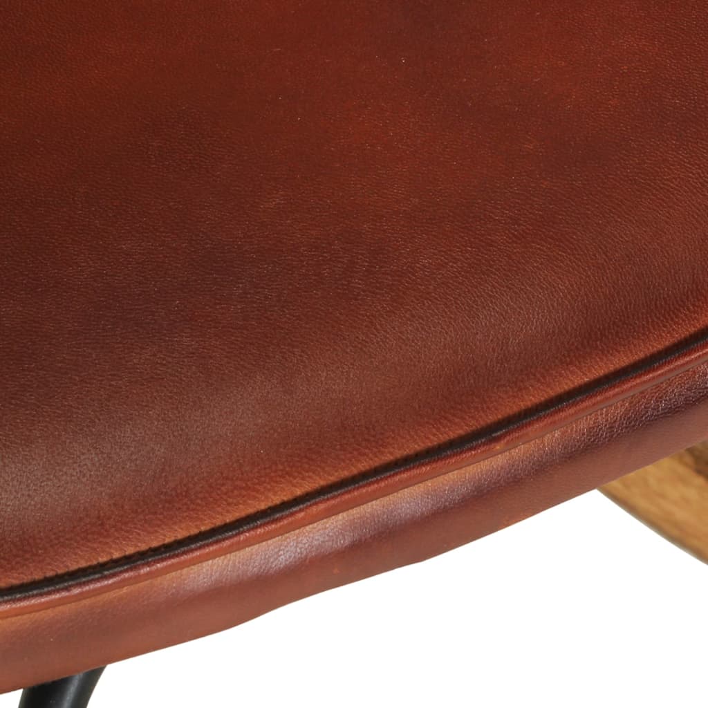vidaXL Gugalni stol s stolčkom za noge rjavo pravo usnje
