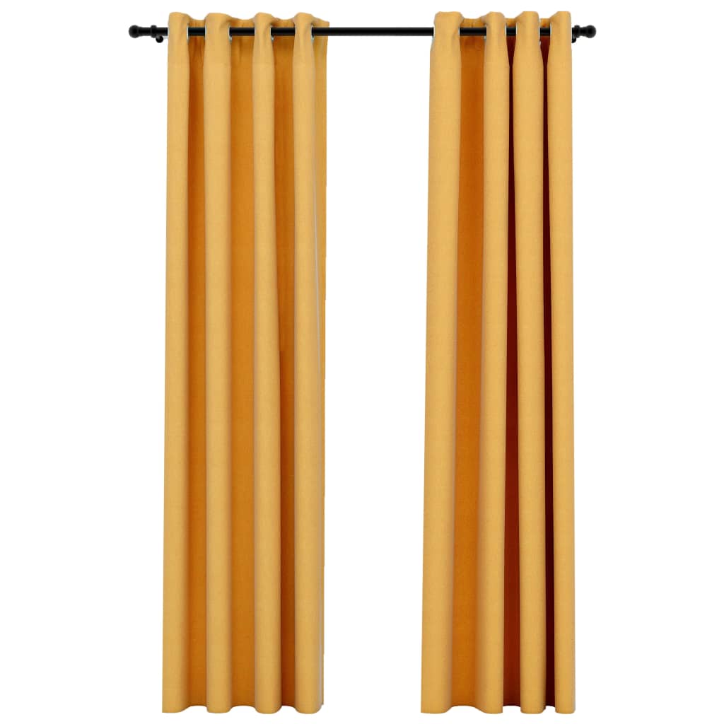 vidaXL Zatemnitvene zavese z obročki 2 kosa rumene 140x245 cm