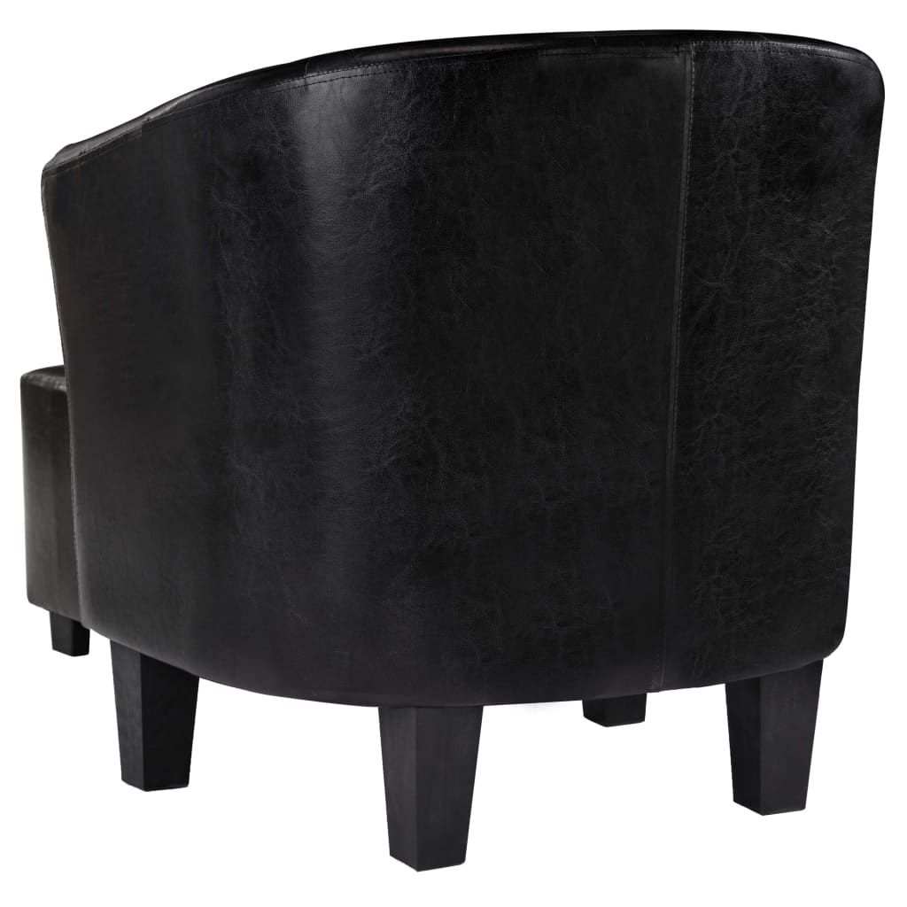 vidaXL Tubast stol s stolčkom za noge iz črnega umetnega usnja