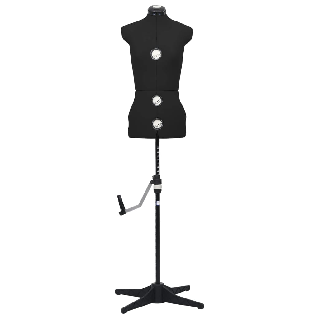 vidaXL Nastavljiva krojaška lutka ženska črna S velikost 33-40