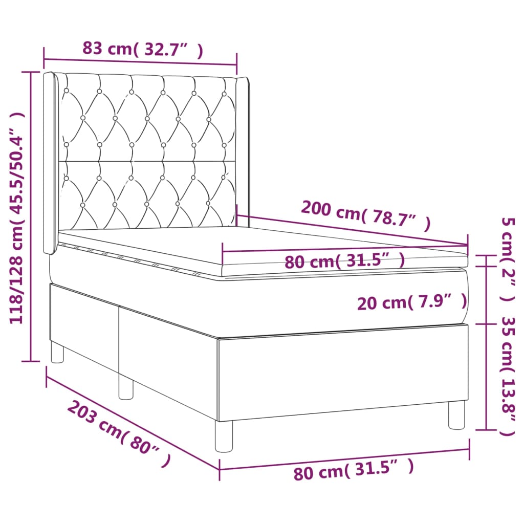 vidaXL Box spring postelja z vzmetnico črna 80x200 cm žamet