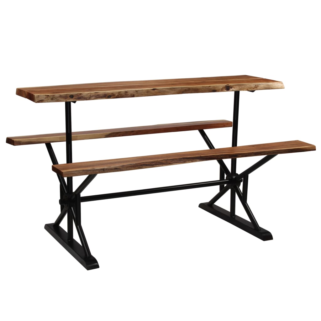 vidaXL Barska miza s klopema trden akacijev lesa 180x50x107 cm
