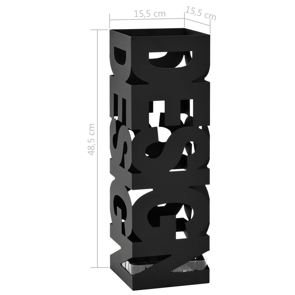 vidaXL Stojalo za dežnike iz jekla Design črne barve