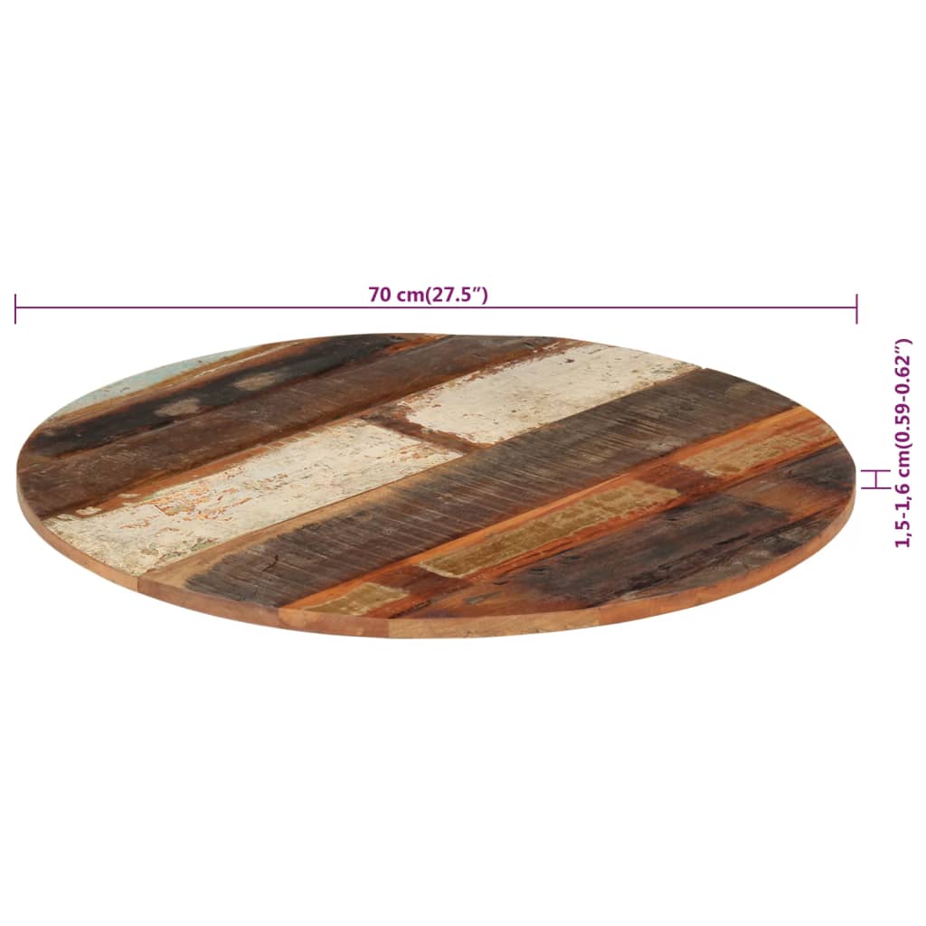 vidaXL Mizna plošča Ø70x(1,5-1,6) cm trden predelan les