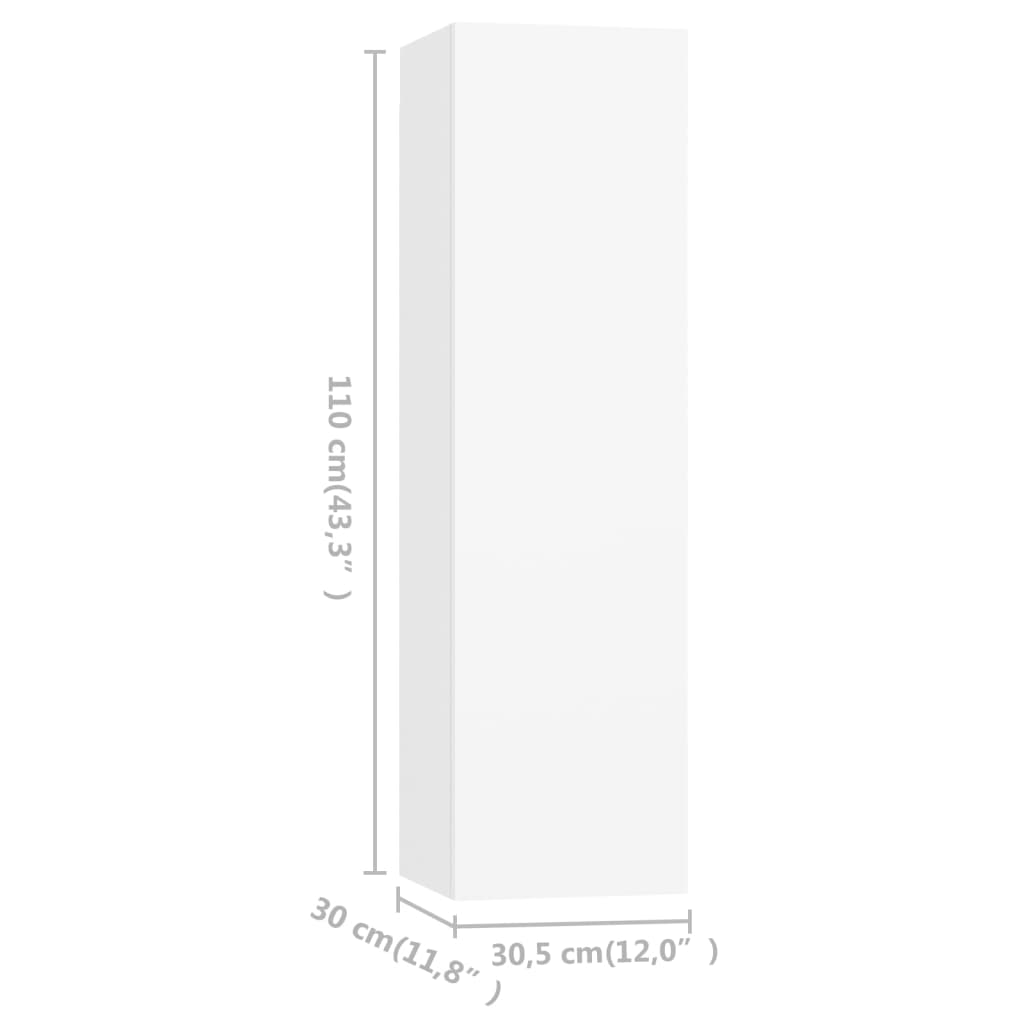 vidaXL TV omarice 4 kosi bele 30,5x30x110 cm iverna plošča