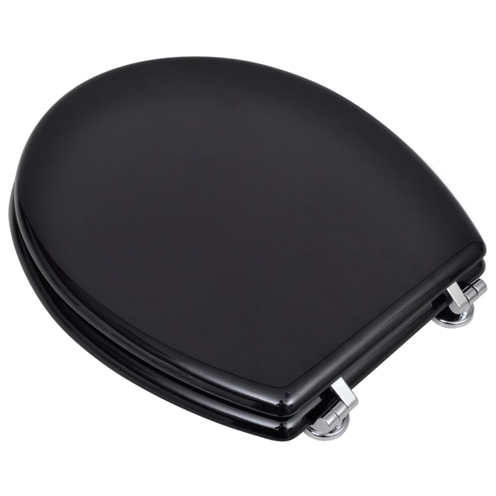 vidaXL Deska za WC školjko MDF pokrov preprost dizajn črna